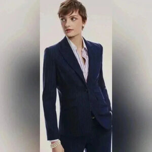 [4P]Brooks Brother Blue Pinstripe Wool  Blazer Jacket